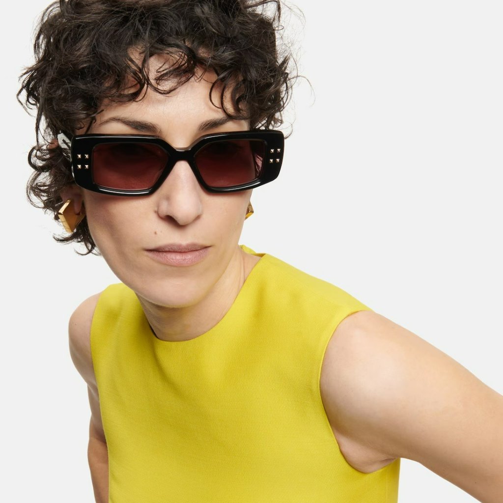 Valentino Women Brand New Sunglasses Black Gold Rose Square V - Cinque Vls-108a